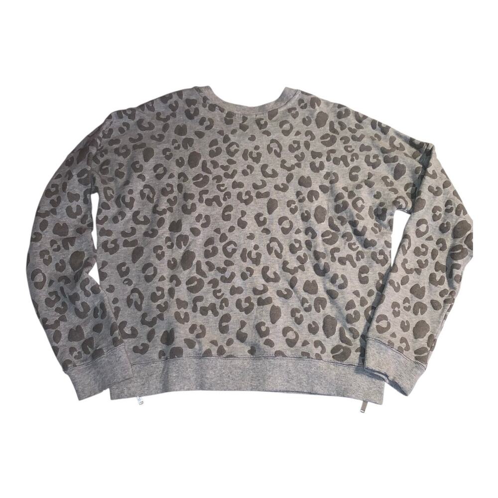 Rails Marlo Flocked Heather Grey Leopard Print Pullover Crewneck Sweatshirt - Picture 3 of 8